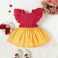 thumbnail image 2 of Gupgi Toddler Girl Contrast Color Dress Ruffle Sleeve Pleated Backless A-line Dress 0-4Y, 2 of 6