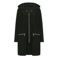 thumbnail image 4 of Womens Long Hoodies Zip Up Long-Sleeve Hooded Sweatshirt Casual Loose Solid Color Pockets Jacket with Hood (Black 3XL), 4 of 6
