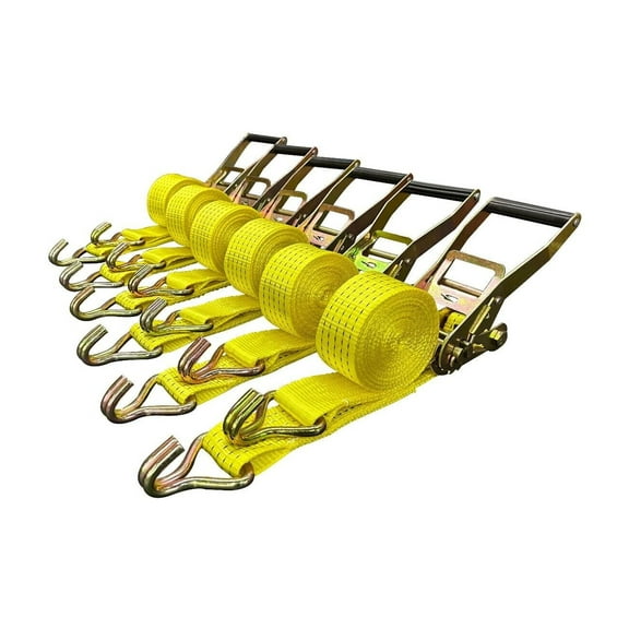 (6) New 2" x 15' 5000 lb Ratchet Straps J Hook Heavy Duty Tie Downs