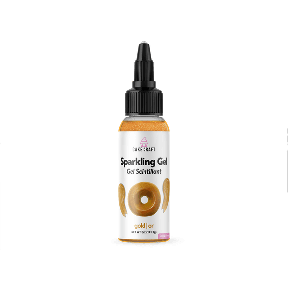 Cake Craft Sparkle Gel – Or, 141.7g (5 oz), gel pailleté comestible pour la décoration de gâteaux, cupcakes, biscuits et friandises
