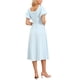 thumbnail image 3 of Vestido de manga abullonada para mujer, escote cuadrado, vestido midi de verano con fruncidos y bolsillos, talla XS, azul, 3 of 6