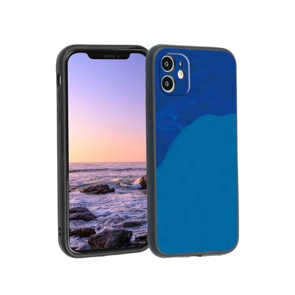 Compatible with iPhone 11 Phone Case, Blue Wave Aesthetic Artwork jpg Case Men Women, Flexible Silicone Shockproof Case for iPhone 11