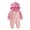 Pink, variant on QUOTAY Unisex Baby Boys Girls Long Sleeve Baby Zipper Bear Ears Hooded Lined Kids Jumpsuit Baby Romper Warm Outfit Clothes Black,6-9 Months