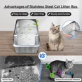 thumbnail image 2 of Caja de arena de acero inoxidable Aothey con tapa de metal y cuchara para gatos, 2 of 7