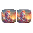 Ocsxa Meditating Cute Horse Print Car Windshield Sun Shade, 2Piece