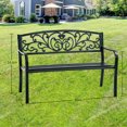 thumbnail image 7 of Outdoor Park Bench Patio Garden Bench Metal Porch Bench 50" Length 400 LBS Weight Capacity for Yard, Patio, Garden, Work Entryway, Green, 7 of 7