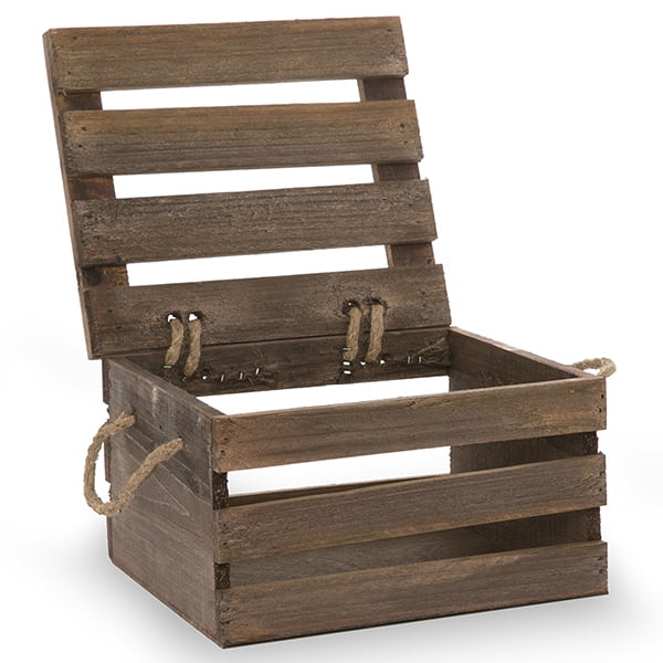 Antique Brown Wooden Crate Storage Box with Lid Small 7in Walmart