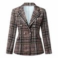 thumbnail image 1 of Pntutb, ropa de negocios para mujer, traje de manga larga estampado con cuello, cárdigan adelgazante, traje de doble botonadura, abrigo, tops, chaqueta, liquidación Pntutb Pntutb-1975, 1 of 5
