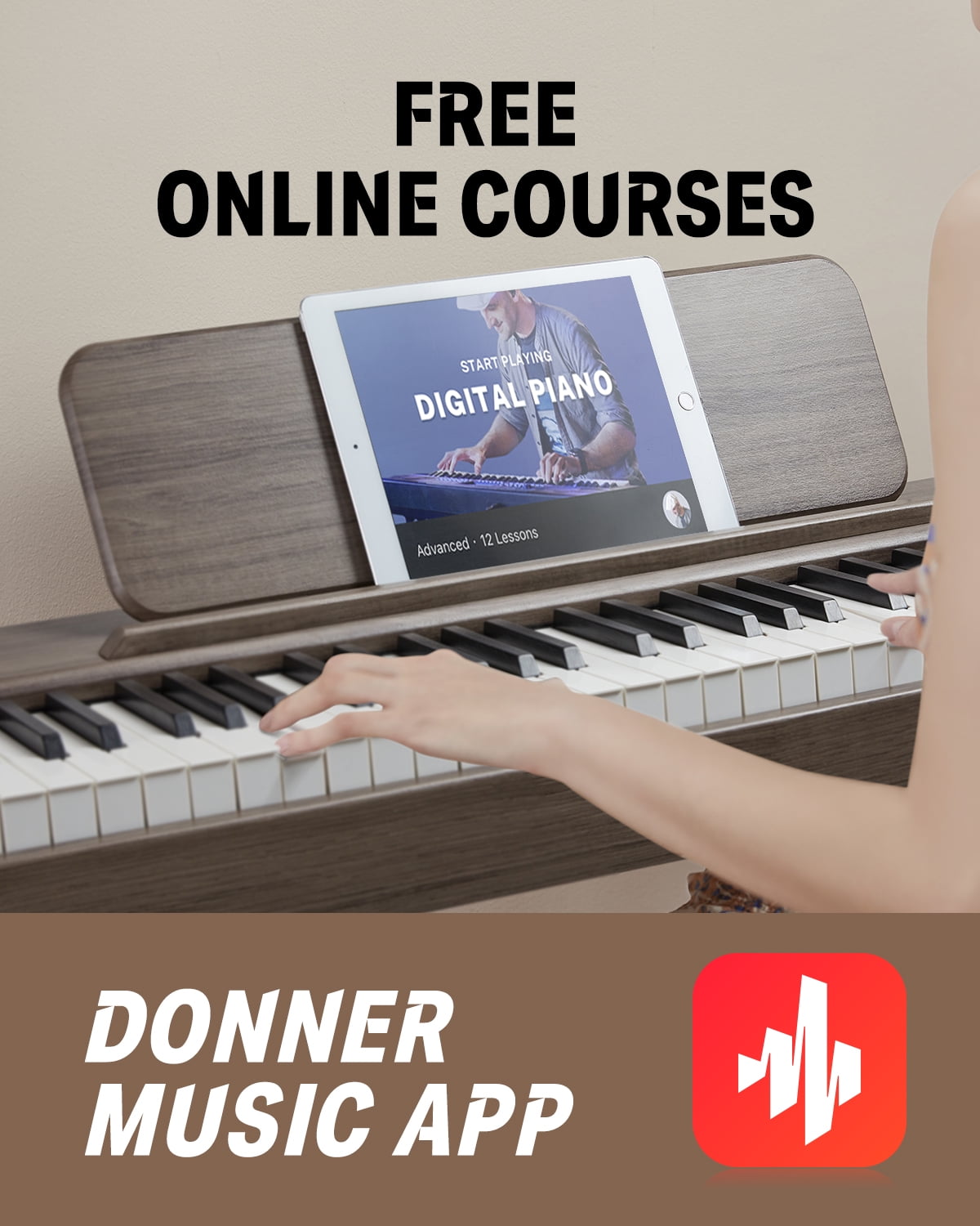 Donner 88 Key Digital Piano Keyboard for Beginner, DDP-60 Electric Piano with 88 Velocity-Sensitive Keys, 128 Voices, 83 Rhythms, 8 Reverb Effects, Include 3 Piano Style Pedals, Stand, Classic Gray