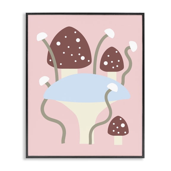 Stupell Industries Modern Fun Mushrooms on Pink Black Framed Giclee Art, 11 x 14, by Lil' Rue
