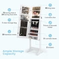 thumbnail image 5 of Giantex Full Length Dressing Mirror Jewelry Cabinet, Large Capacity Freestanding Lockable Jewelry Armoire, White, 5 of 9