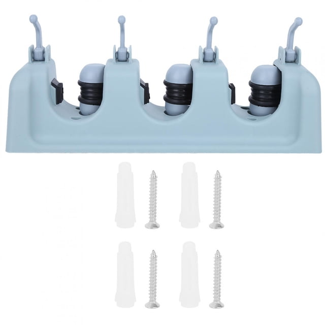 Colgador para fregona Jadeshay Soporte para fregona montado en la pared Gris 3 soportes+4 ganchos