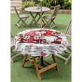 thumbnail image 3 of Outdoor Tablecloth with Umbrella Hole and Zipper, Valentine's Day Round Table Cloth 60 Inch Waterproof Tablecloth, Red Gnomes Love Letter Romantic Picnic Table Cover for Patio Camping, 3 of 7