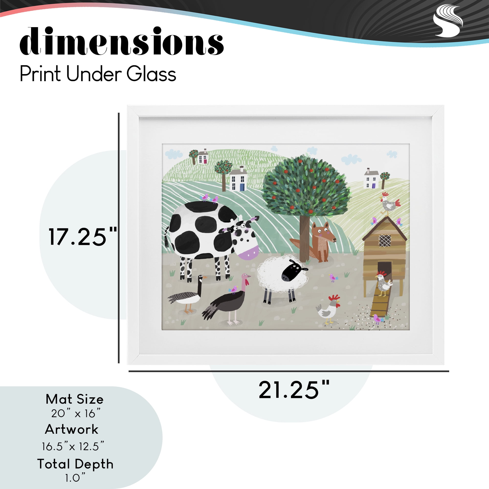 Stupell Industries Down At The Farm White Framed Print Under Glass, design by Carla Daly