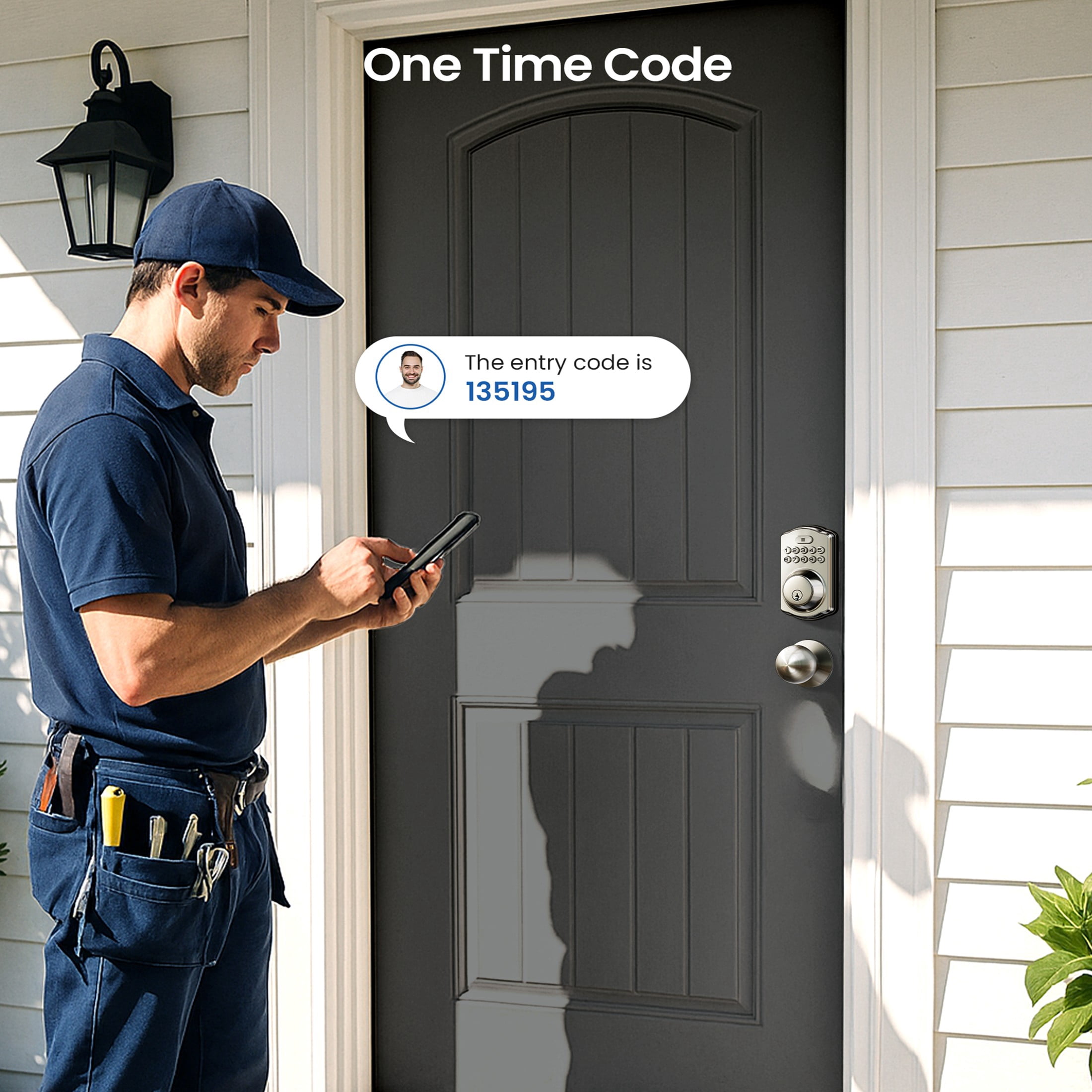 Veise Keyless Entry Door Lock with 2 Knobs, Electronic Backlit Keypad Deadbolt with Handle Set, Auto Lock, Easy Installation, Satin Nickel