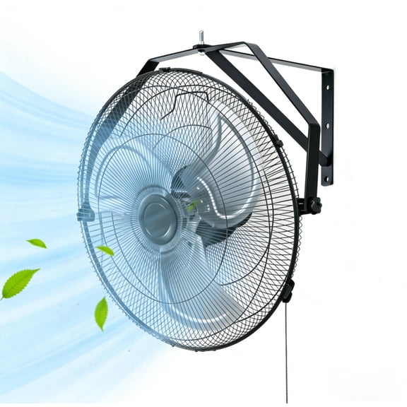 SHOUFTW 18 inch Wall Mount Industrial Fan, Oscillating 3-Speed High Velocity Fan for Garage, Workshop, Warehouse, Black