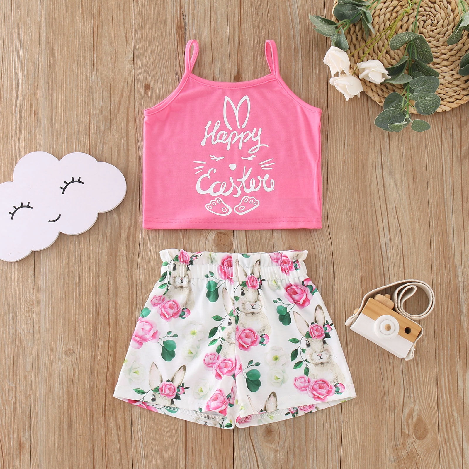 Vedolay Girl's Shorts Sets Girls Short Sets with Two Side Pockets Summer Short Sleeve Shirt and