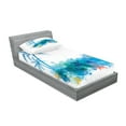 thumbnail image 2 of Ambesonne Beach Fitted Sheet & Pillow Sham Set, Seashells Blue Palm Art, Twinxl, Blue White, 2 of 2