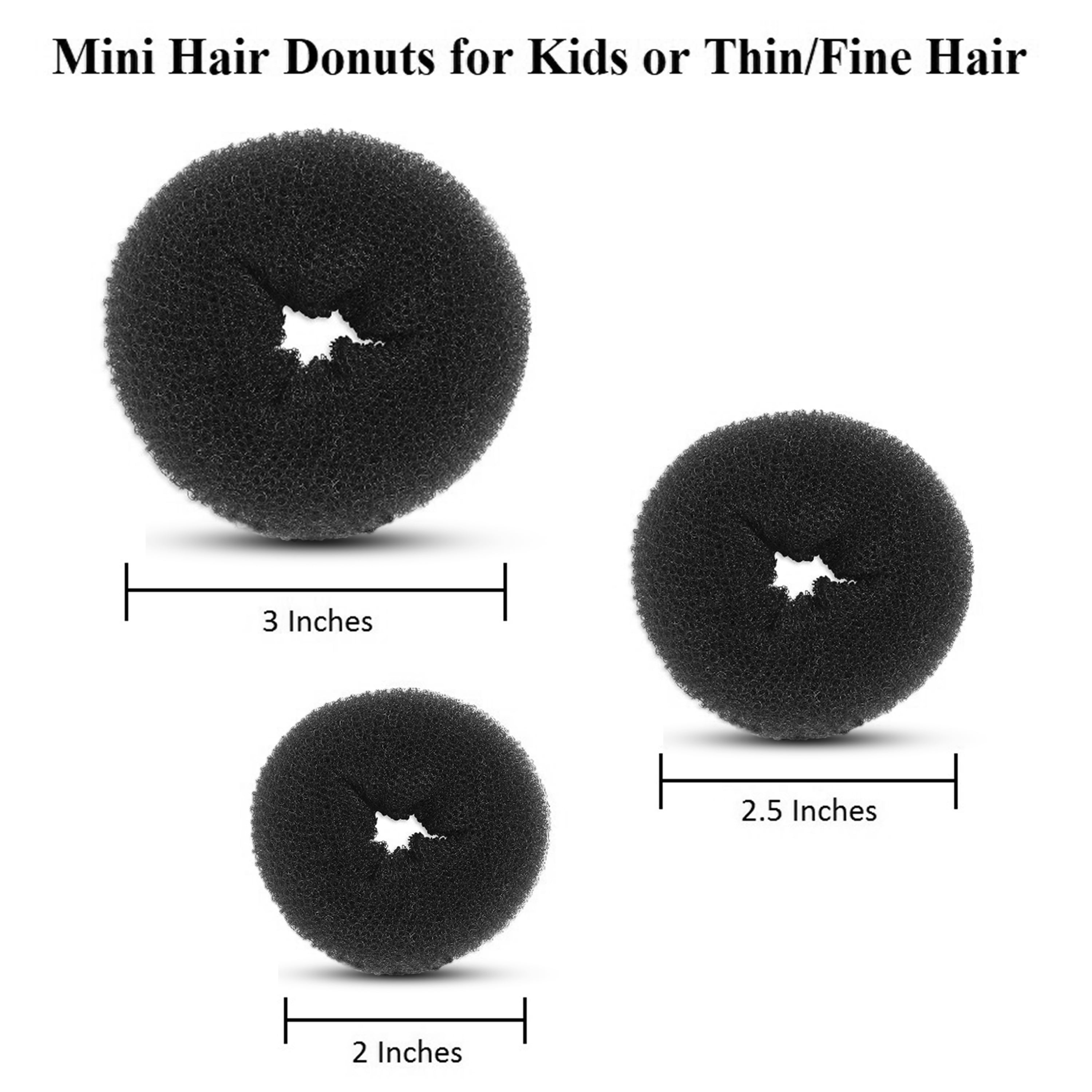Beaute Galleria 3 Pieces Mini Hair Donuts Hair Bun Maker, Ballet Bun