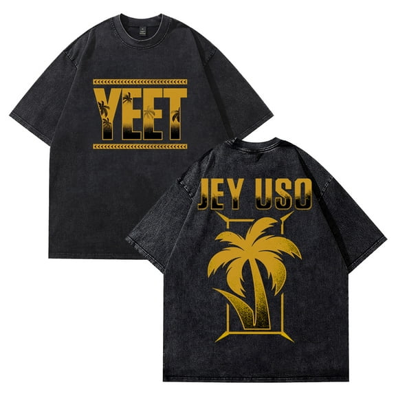 Jey Uso Golden Yeet Merch T-shirt Crewneck Short Sleeve Cotton Washed Tee Women Men Streetwear Tops