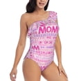 thumbnail image 3 of Pofeuu Best Mom ever Print Women's One Piece Swimsuits One Shoulder Swimwear Asymmetric Ruffle Monokinis Bathing Suits-Large, 3 of 6