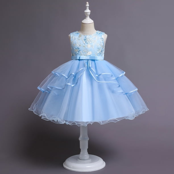 Vestido de novia con forma de pastel de flores para niños de tamaño pequeño y mediano de Europa y Estados Unidos, vestido de princesa, vestido de pasarela, vestido corto de alta gama para