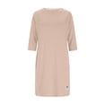 thumbnail image 4 of Fall Dresses for Women Oversized Crewneck Midi 3/4 Length Sleeve Dresses Womens Casual Solid Round Neck Loose Fits Three Quarter Sleeve Dress Plus Size Elegant Knee Length Dress with Pockets, 4 of 7