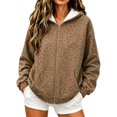 thumbnail image 5 of IWRICH Leopard Hoodie for Men Women Oversized Y13k Print Fleece Full Zip Hooded Jackets Trendy Fall Hooded Sweatshirts with Pockets Coffee S, 5 of 6