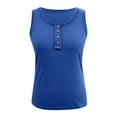 thumbnail image 4 of Women Summer Tops Women Sleeveless Top Casual Round Knit Shirt Vest Neck Solid Splice Tanks Button Vest Fashion Cute Summer Tops for Sexy High Neck under Cardigan Shirt Brain Top Camisole Blue M, 4 of 5