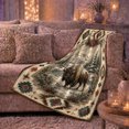 thumbnail image 6 of Snowy Bison Wilderness Geometric Border Brings Calm Woven, Peaceful Mountain Lake Scene, Warm Flannel Blanket for Cabin and Lodge, Outdoor Lovers Camping Gift, Artistic Home Decor, 6 of 9