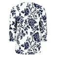 thumbnail image 3 of cocolona Womens Summer V Neck 3/4 Sleeve Tops Dressy Casual Blouses Fashion Casual Loose Floral Print T-shirts Trendy Tops 2025, 3 of 6