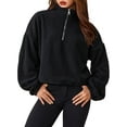 thumbnail image 1 of xiaxaixu Women's Spring Autumn Loose Sweatshirt Solid Color Long Sleeve Half Zip Up Pullover, 1 of 9