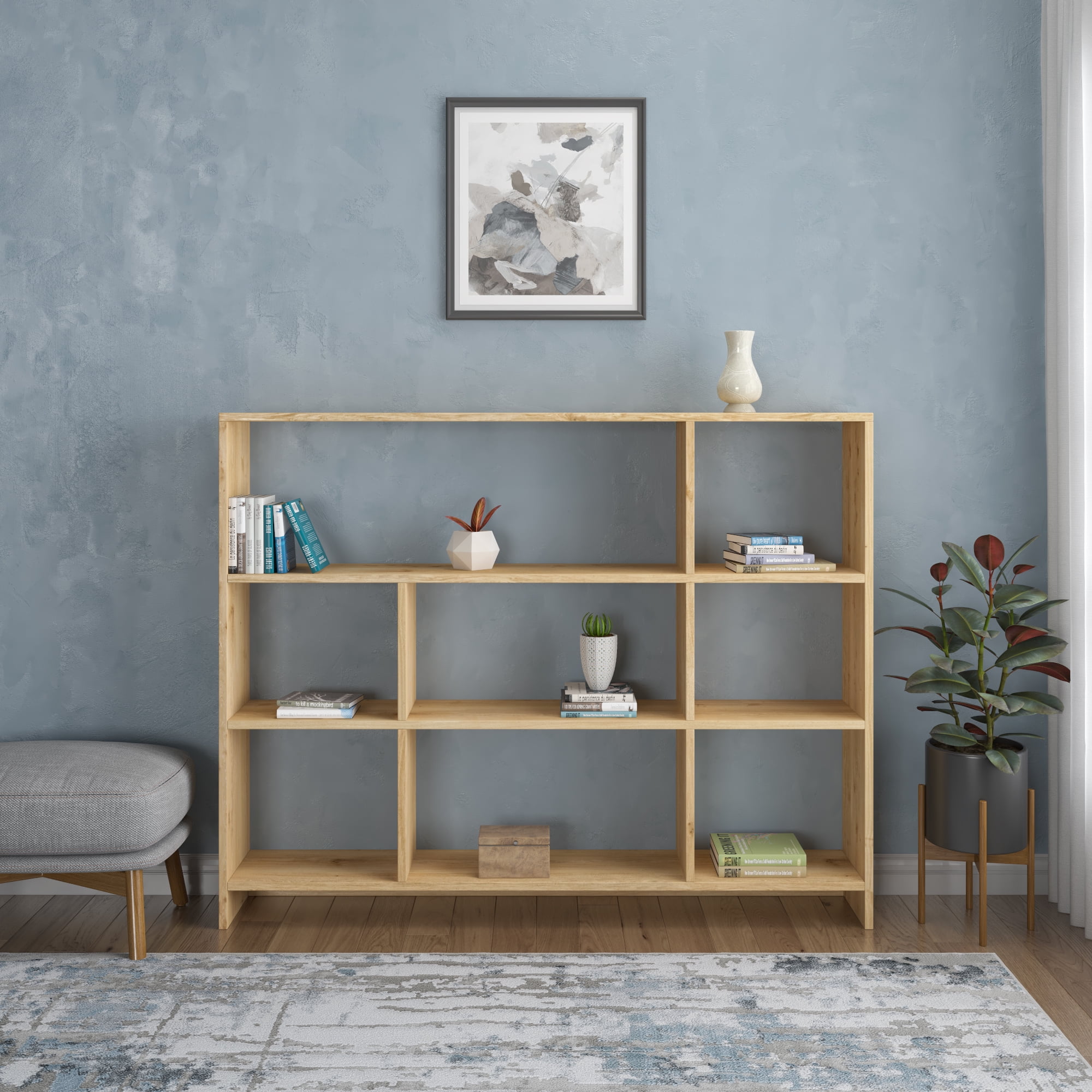 Ada Home Decor Furniture 3 Tier Open Shelf Oak Lavina Modern Bookcase