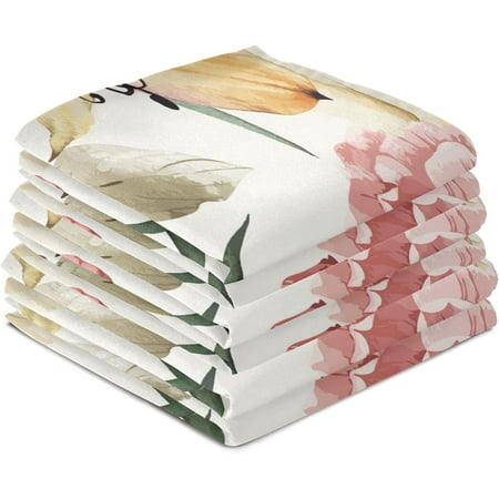 

GZHJMY Rose Flowers Kitchen Dish Towels Set of 4 Dishcloths Absorbent Soft Towels Hand Towels Tea Towels 18 x 28