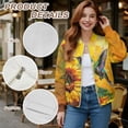 thumbnail image 6 of Xixirimido Women’s Bomber Jackets 2025 Fall Winter Trendy Coats Zip Up Varsity Jacket with Pockets Lightweight Casual Jacket, Hummingbird Sunflower Yellow, Small, 6 of 7