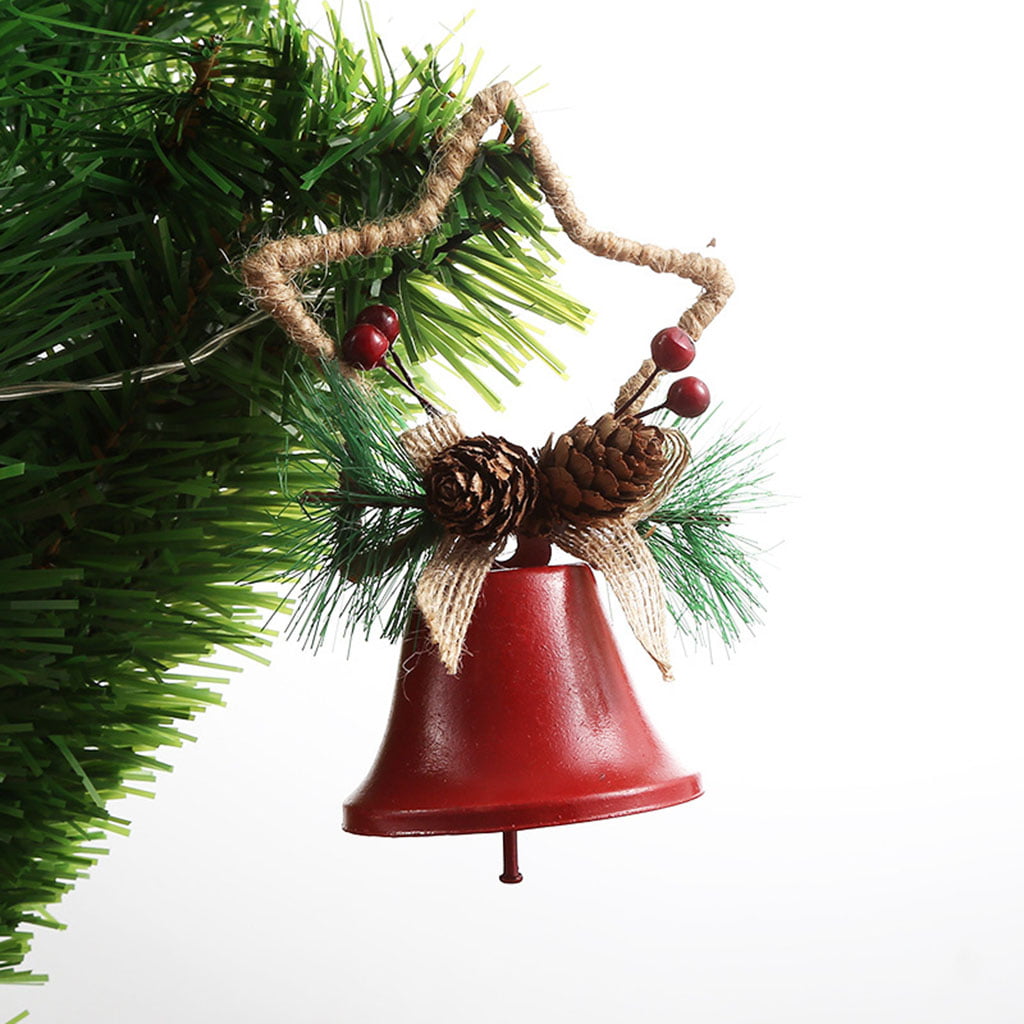 Fmingdou Christmas Tree Double Jingle Bells Fake Pine Berry Pinecones Bow Door Wall Hanger Ornaments Hanging Pendant Wreath Decor Hanging Wreath Charm Xmas Decor 