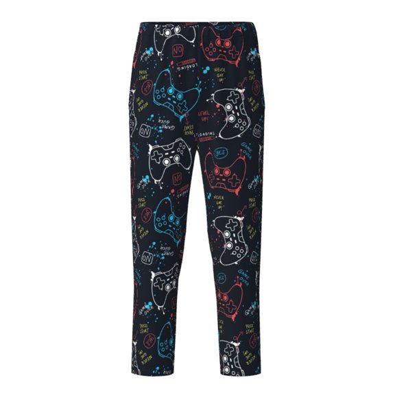 Xecao Joystick Gamepad Print Teenagers' Pajama Pants Long Sleep Pants Soft Elastic Waist Pajama Bottoms Elastic waist with 2 Pockets 5-16 Years-XS(5-6)