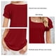 thumbnail image 3 of Camiseta informal de Color puro de verano con mangas cortas y capas dobles holgadas para mujer, 3 of 8