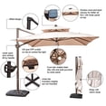 thumbnail image 3 of Abba Patio 9 x 12 ft Extra Wide Rectangular Solar Lighted Cantilever Umbrella with Easy Tilt & Cross Base for Garden, Backyard, Pool and Deck, Beige, 3 of 8
