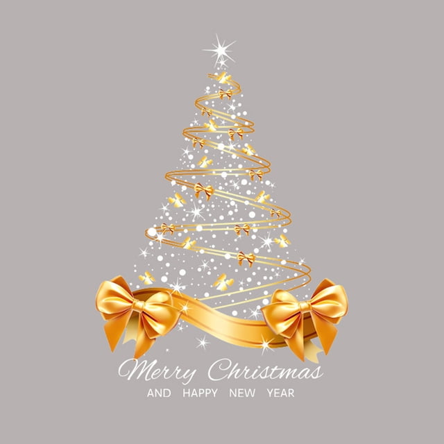 Christmas Wall Decor Removable Antistatic PVC Wall Sticker Tree Shape Gold 39 cm x 30 cm