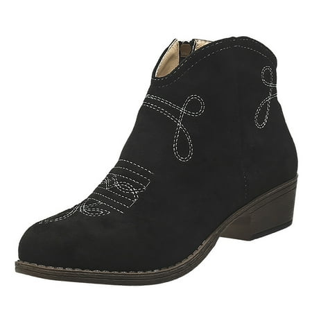 

Jungdeepe Women Boots Square Heel Fashion Boots Short Boots Comfortable Thick Heel Suede Women Short Boots