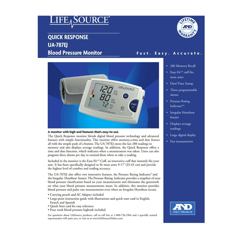 LifeSource Blood Pressure Monitor, Extra Large Cuff