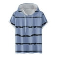 thumbnail image 1 of FAIWAD Men's Short Sleeve Hoodies Sweatshirt Striped Print Drawstring Athletic Lightweight Hoodies Tops, 1 of 4