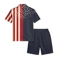 thumbnail image 6 of Men's Independence Day 2 Pieces Summer Outfits Short Sleeve Button Down Shirts and Beach Shorts US 250 Anniversary Casual Vacation Outfits, 6 of 6