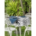thumbnail image 3 of Outdoor Tablecloths with Umbrella Hole & Zipper, Summer Palm Leaves Round Tablecloth 54 Inch, Modern Botanical Fern Plants Black Gray Waterproof Table Cloth, Patio/Pool/Picnic Table Covers, 3 of 8