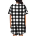 thumbnail image 4 of Womens Pajama Sets With Pocket, Black White Twill Stripe Plaid Lounge Sets Short Sleeve Sleepwear PJ Sets for Women, 4 of 6