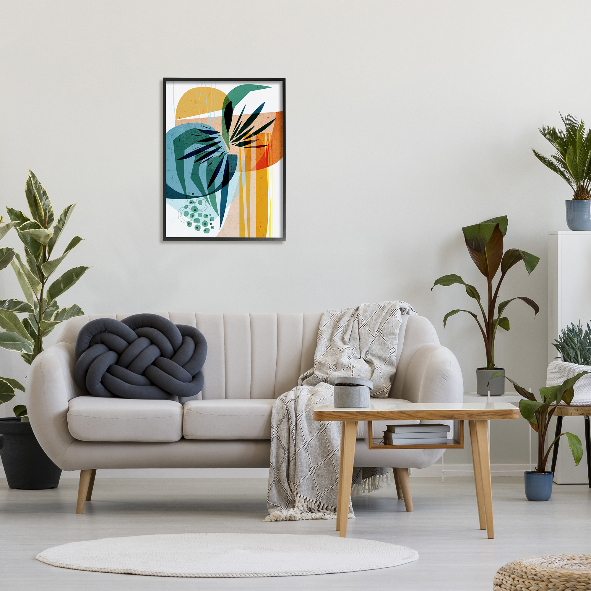 Stupell Summer Tropics Abstract Botanicals Abstract Painting Black Framed Art Print Wall Art