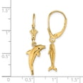 thumbnail image 3 of FB Jewels 14K Yellow Gold 3D Mini Dolphin Jumping Leverback Earrings High Polish and Text, 3 of 3