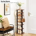 thumbnail image 4 of 8 Tiers Vertical Shoe Rack, Wooden Shoe Storage Organizer with Hooks, Narrow Shoe Tower for 8 Pairs, Space Saving, for Entryway, Living Room, Bedroom, Rustic Brown BF07XJ01G1, 4 of 9