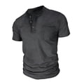 thumbnail image 4 of HOOMEUMY Men's Fashion Button Placket Short Sleeve Tops Lightweight Casual Basic Tees with Pocket for Daily Streetwear & Holiday Black XL, 4 of 6